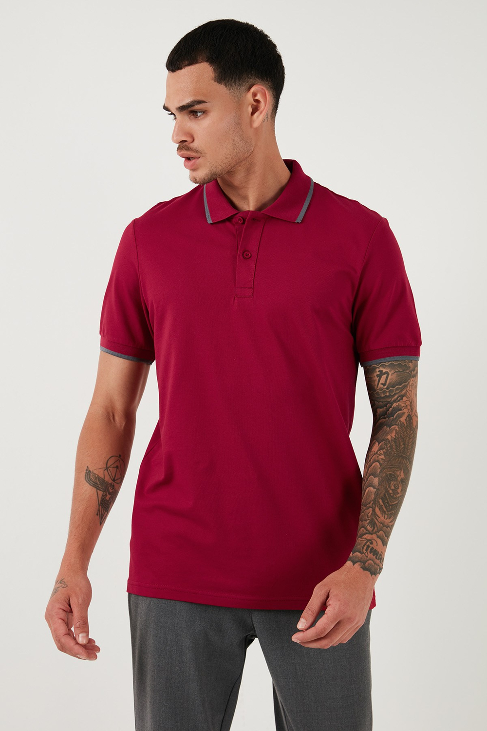 Pamuklu Regular Fit Erkek Polo Yaka T Shirt 5902063 BORDO