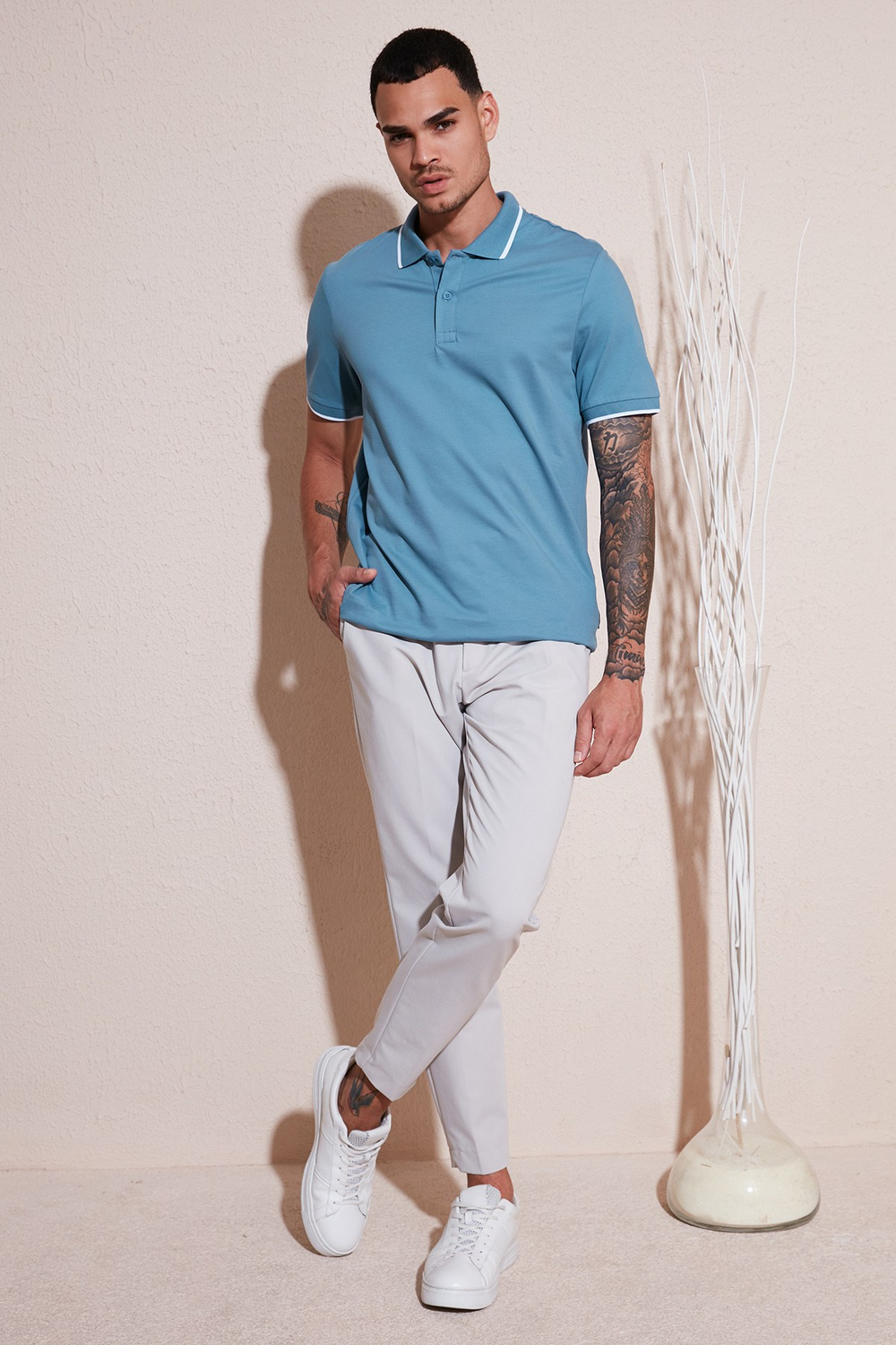Pamuklu Regular Fit Erkek Polo Yaka T Shirt 5902063 AÇIK MAVİ