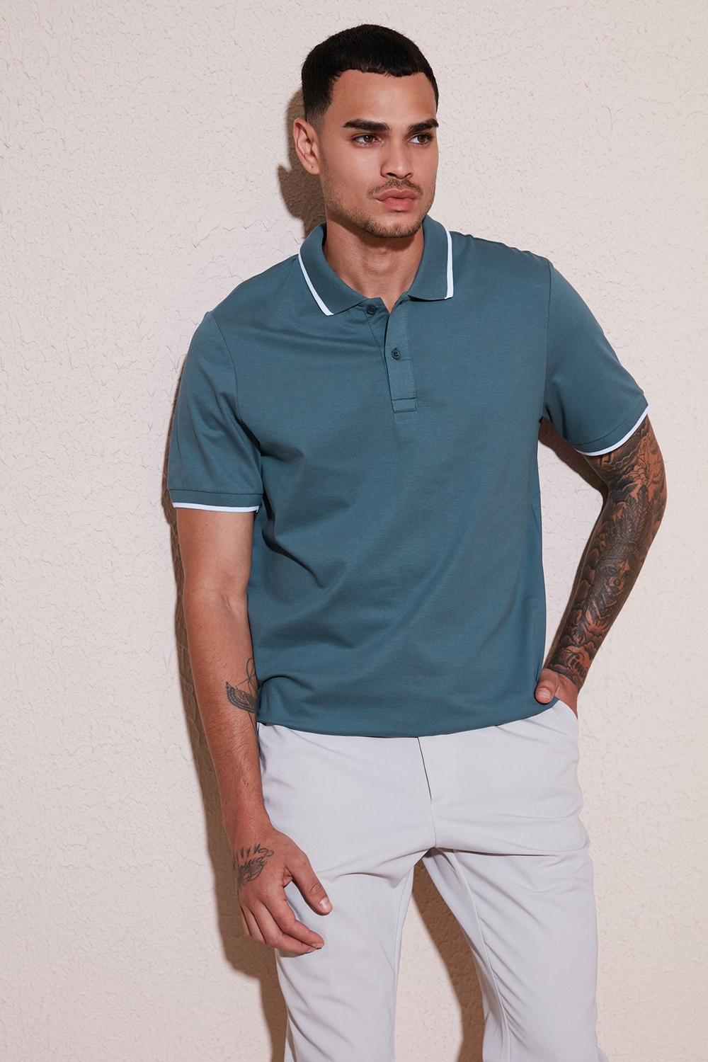 Pamuklu Regular Fit Erkek Polo Yaka T Shirt 5902063 PETROL
