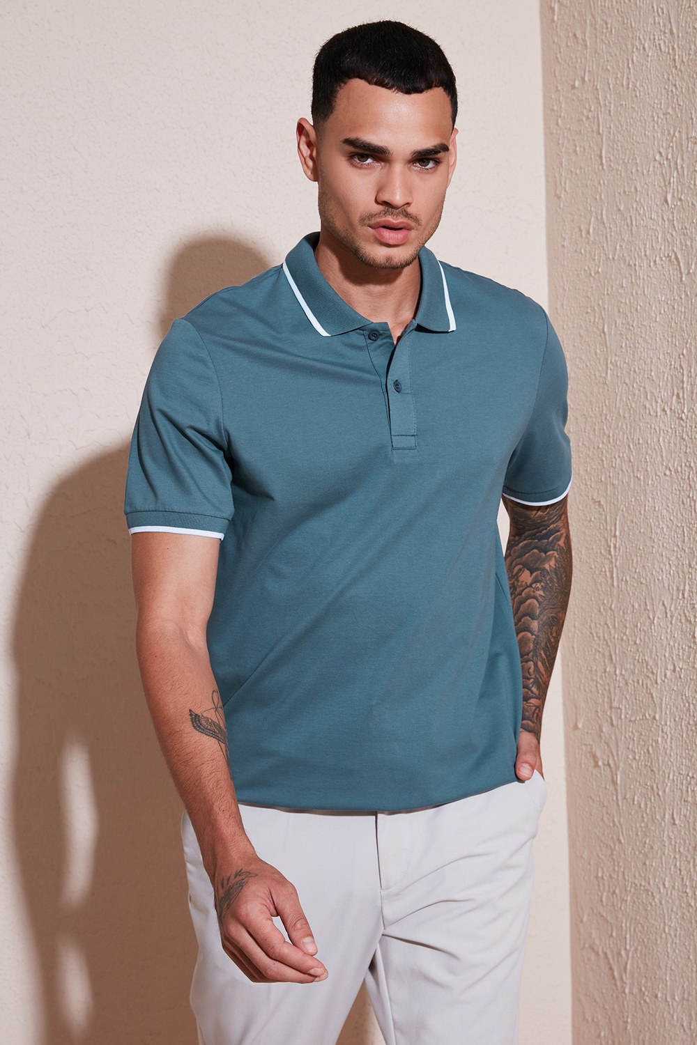 Pamuklu Regular Fit Erkek Polo Yaka T Shirt 5902063 PETROL