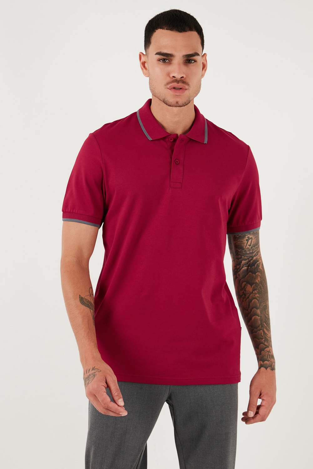 Pamuklu Regular Fit Erkek Polo Yaka T Shirt 5902063 BORDO