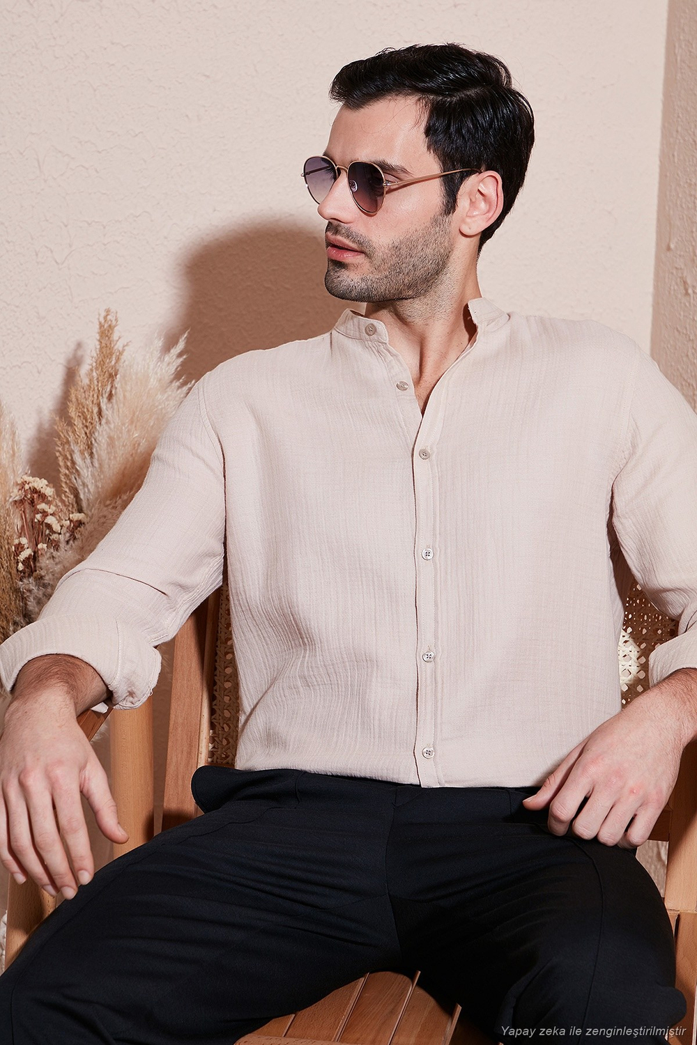 Pamuklu Regular Fit Hakim Yaka Erkek Gömlek CF25S127702 BEJ