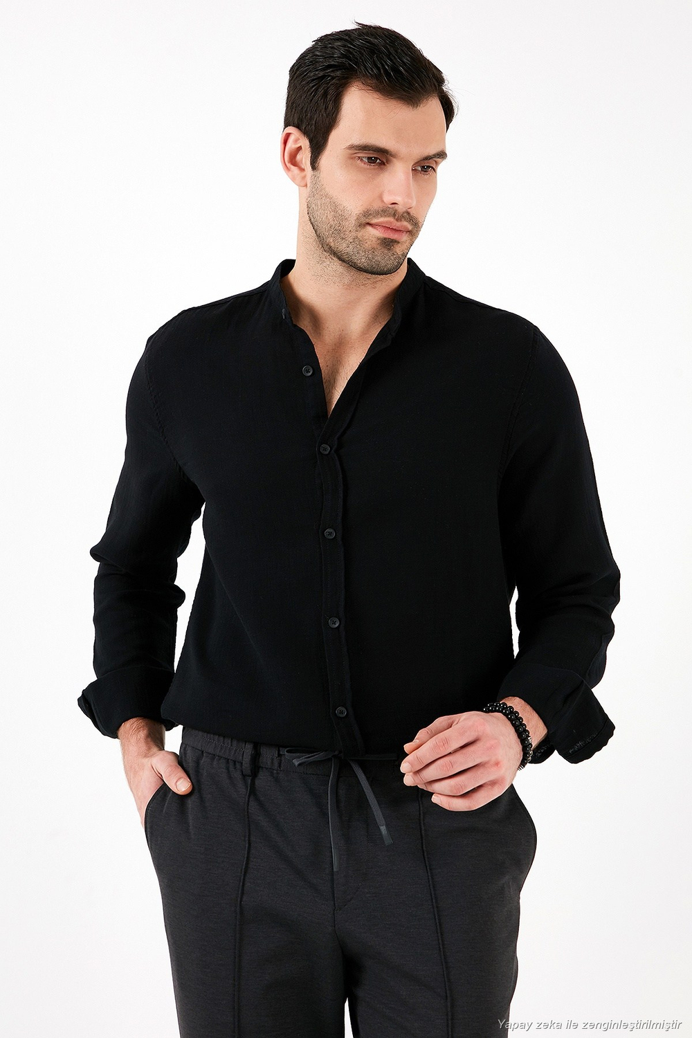Pamuklu Regular Fit Hakim Yaka Erkek Gömlek CF25S127702 SİYAH