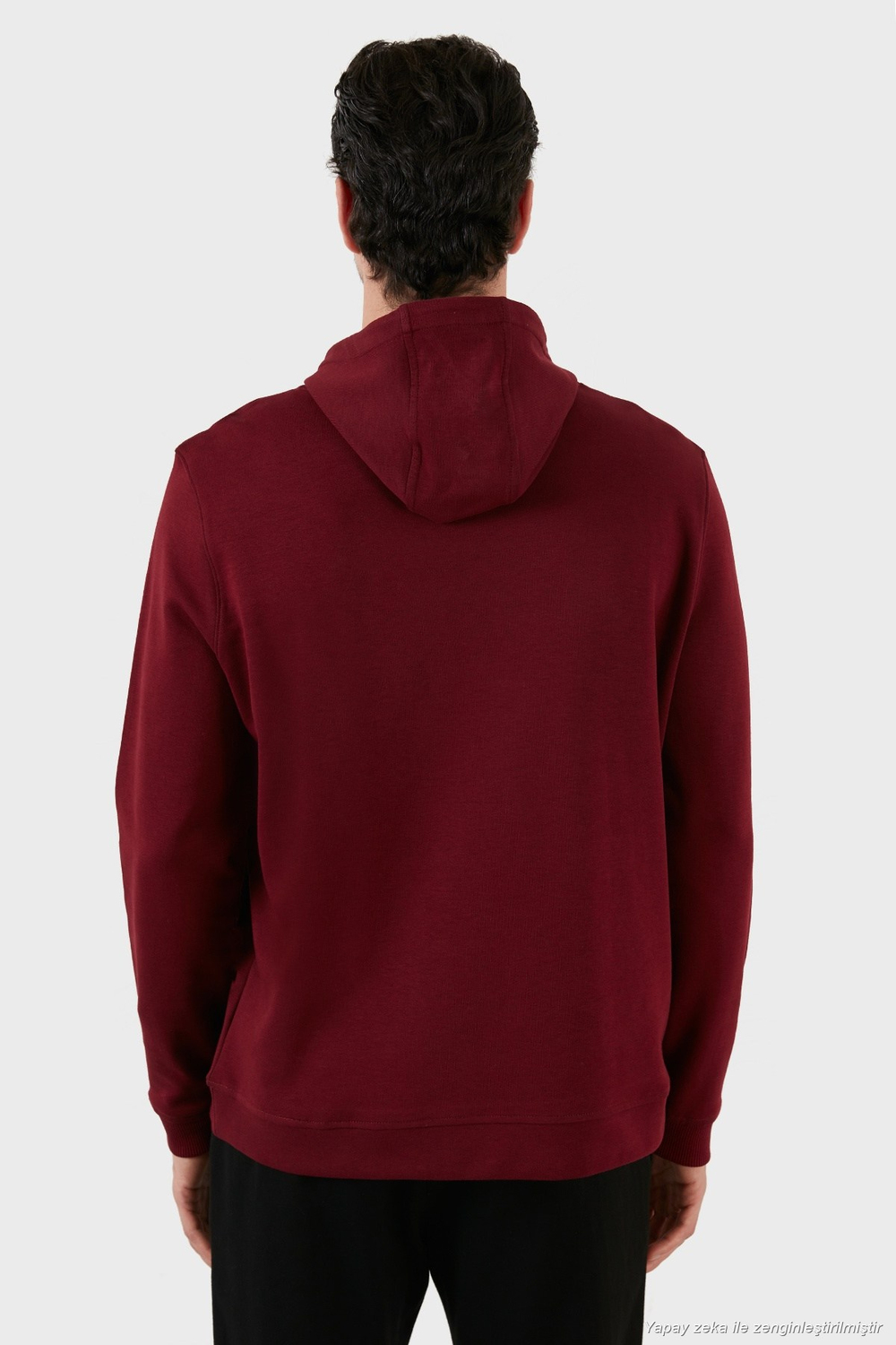 Pamuklu Regular Fit Kanguru Cepli Kapüşonlu Erkek Sweat 6141006B BORDO