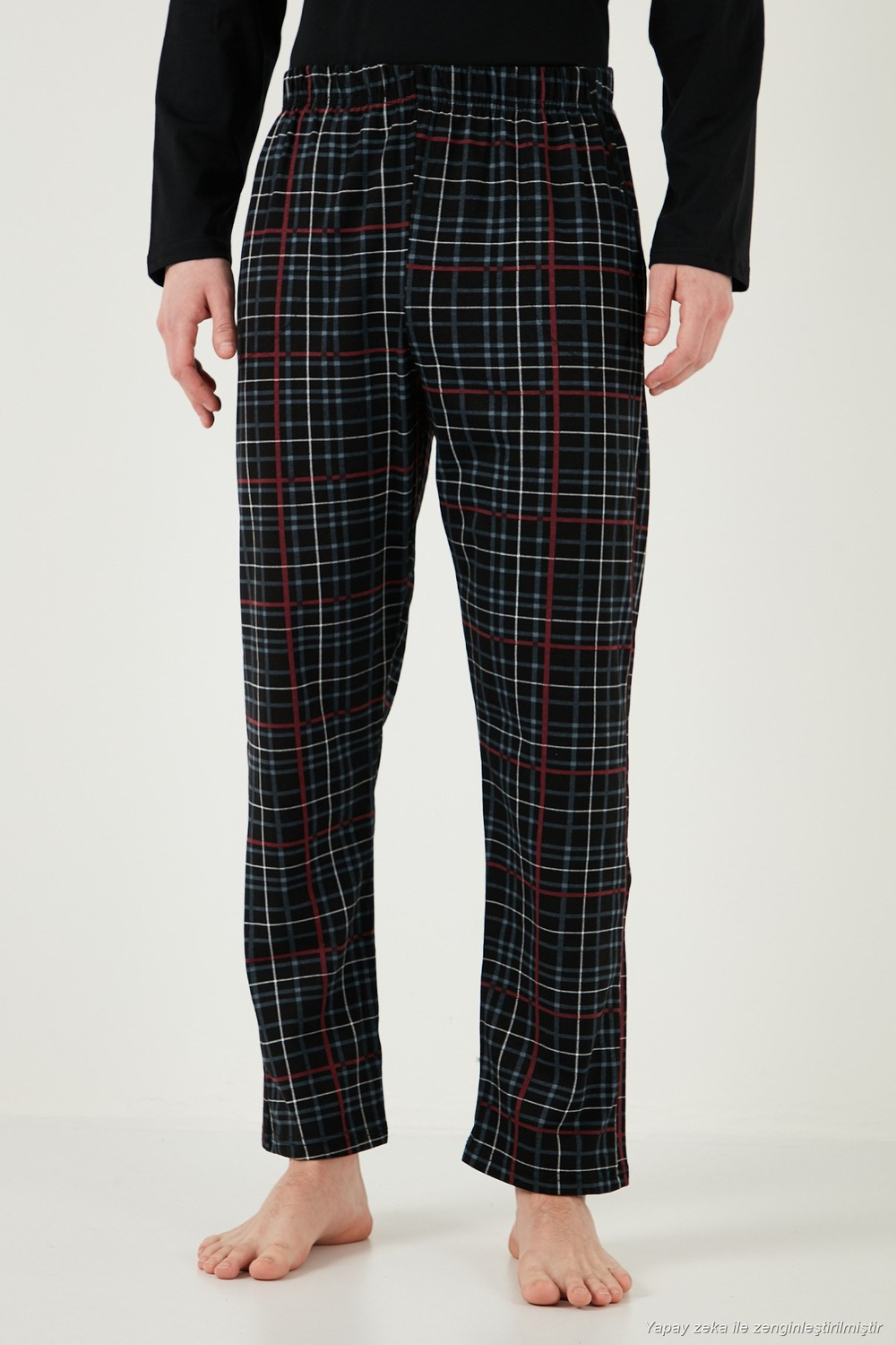 Pamuklu Regular Fit Kareli 2li Paket Erkek Pijama Takımı 657200120S2 Siyah-Füme-Siyah