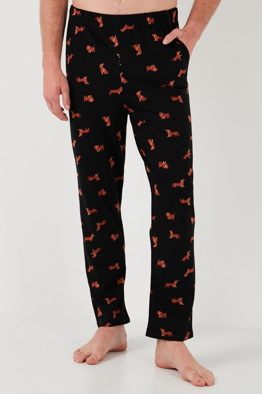 Pamuklu Regular Fit Kısa Kollu Erkek Pijama Takımı 6572012 SİYAH