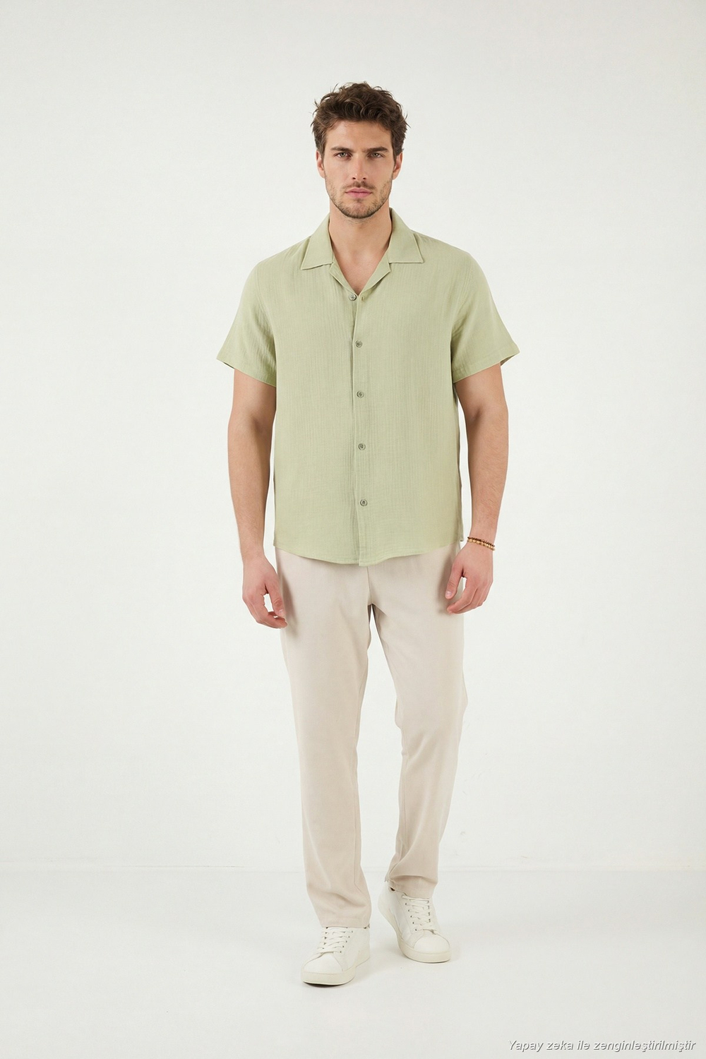 Pamuklu Regular Fit Klasik Yaka Kısa Kollu Erkek Gömlek CF26S125404 MİNT