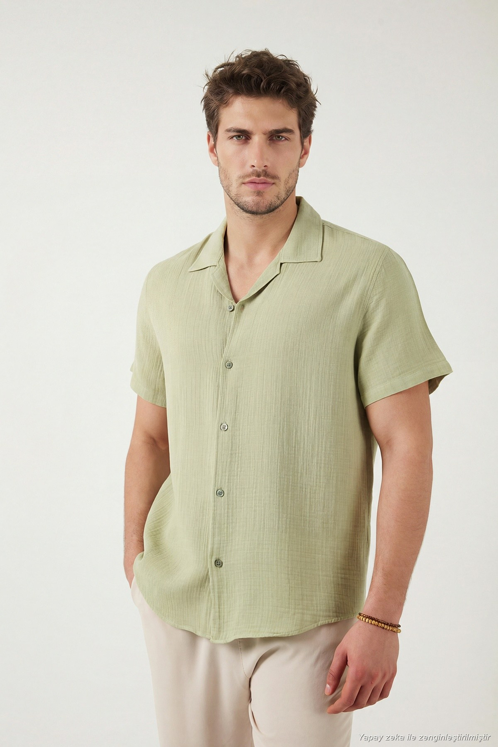 Pamuklu Regular Fit Klasik Yaka Kısa Kollu Erkek Gömlek CF26S125404 MİNT