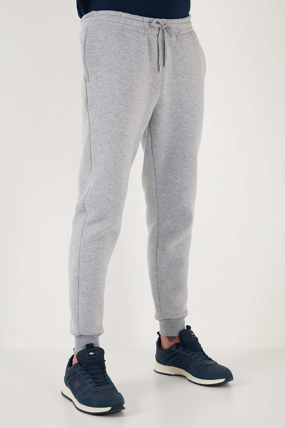 Pamuklu Regular Fit Normal Bel Cepli Erkek Eşofman Altı 5908060 GRİ MELANJ