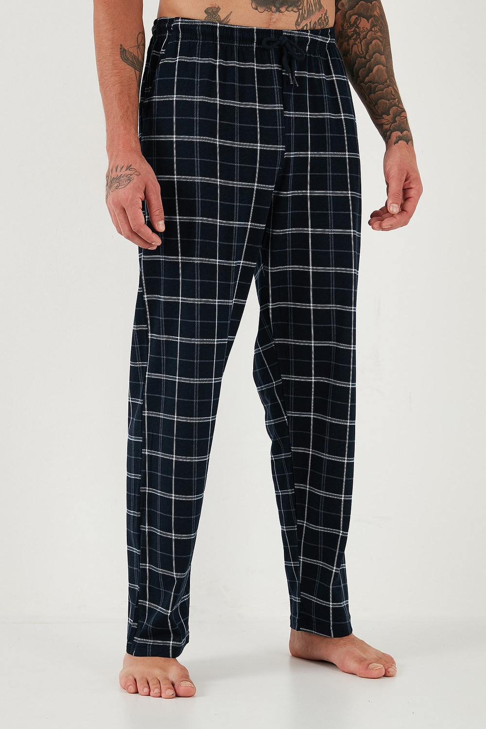 Pamuklu Regular Fit Normal Bel Düz Paça Cepli 2li Paket Erkek Pijama Altı 6574003S2 LACİVERT-SİYAH