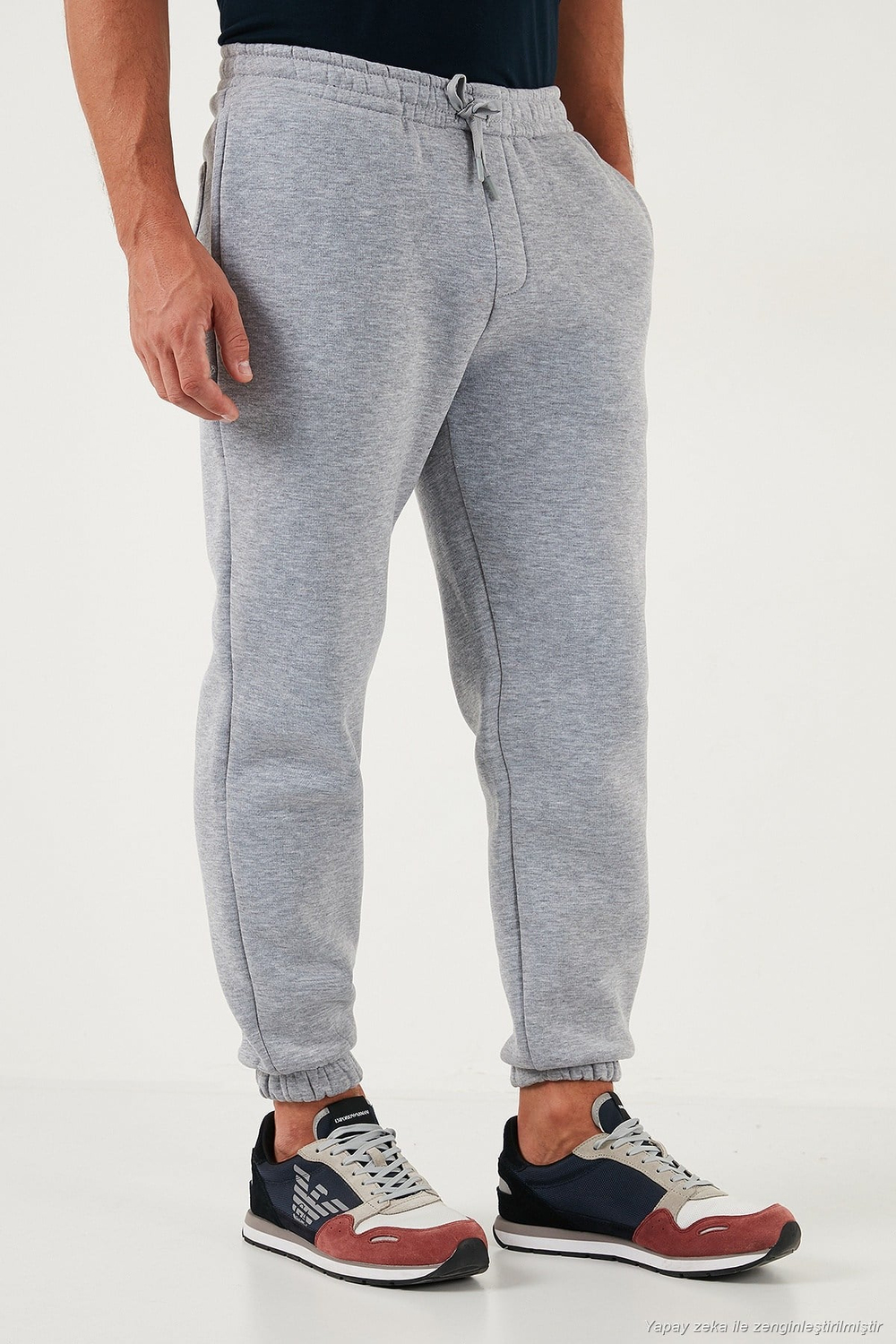 Pamuklu Regular Fit Normal Bel Lastikli Paça Cepli Erkek Eşofman Altı 59080153W4 GRİ MELANJ