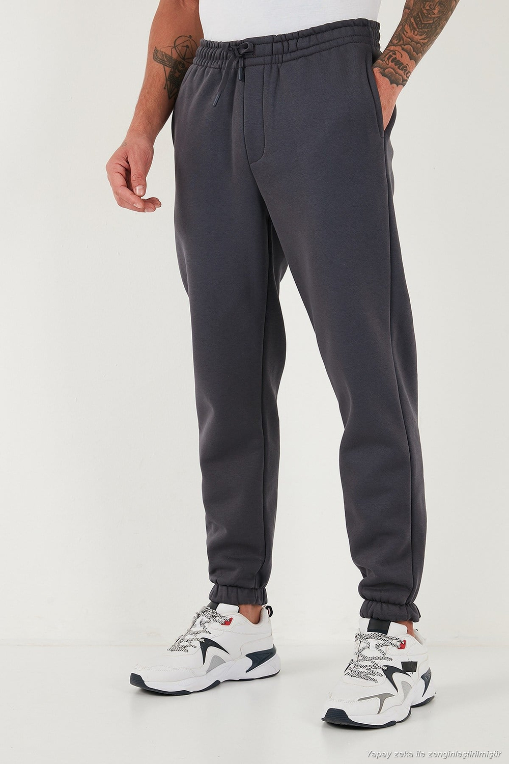 Pamuklu Regular Fit Normal Bel Lastikli Paça Cepli Erkek Eşofman Altı 59080153W4 ANTRASİT