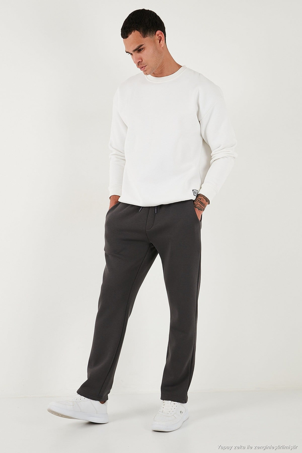 Pamuklu Regular Fit Normal Bel Şardonlu Erkek Eşofman Altı 5908040 ANTRASİT