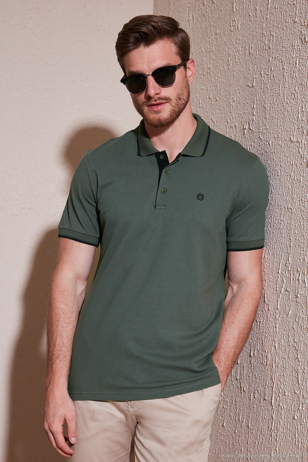 Pamuklu Regular Fit Şerit Detaylı Düğmeli Polo Yaka 4lü Paket Erkek T Shirt 5902118S4 Antrasit-Haki-Lacivert-Aqua Mavi