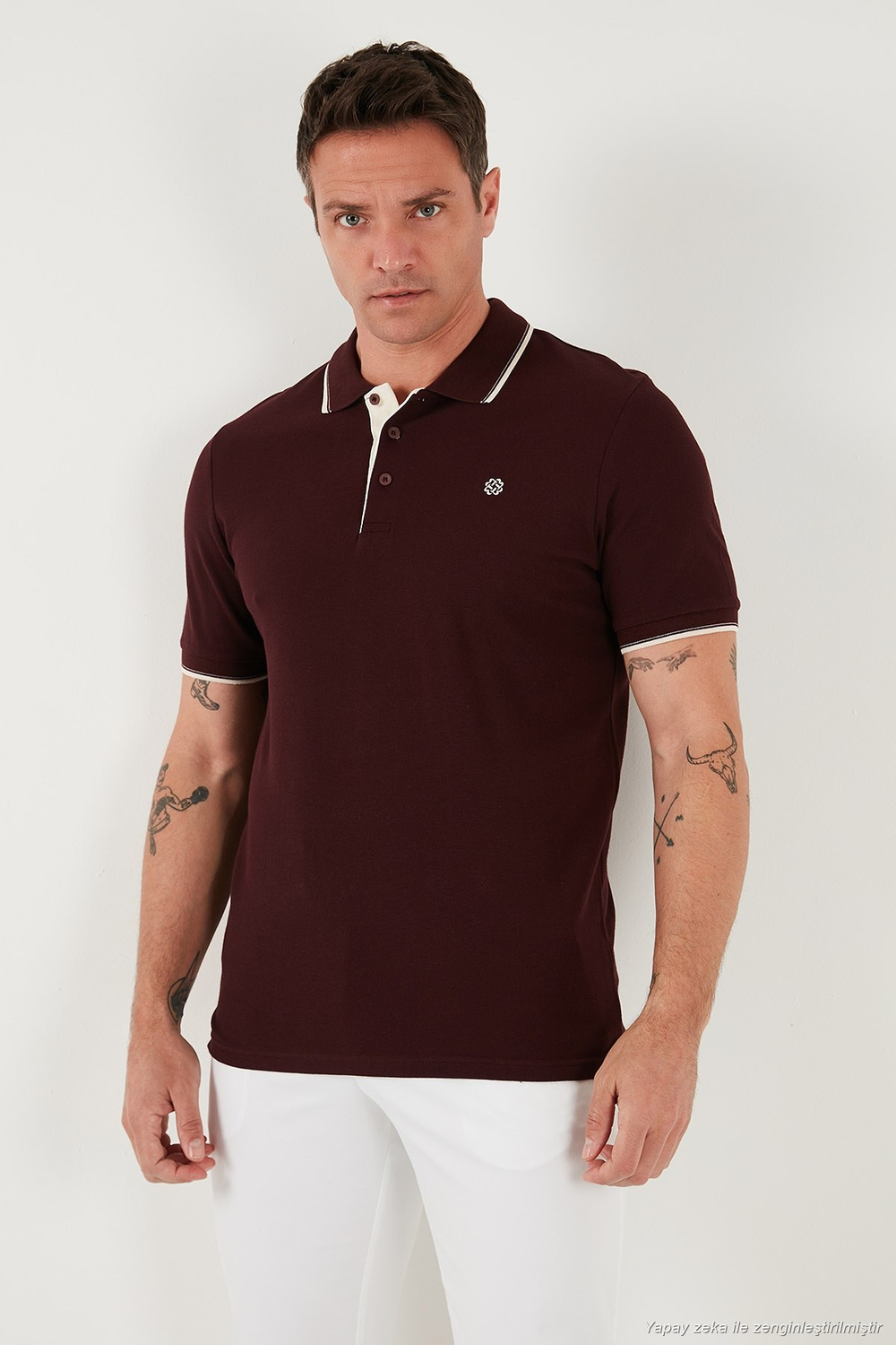 Pamuklu Regular Fit Şerit Detaylı Düğmeli Polo Yaka 5li Paket Erkek T Shirt 5902118S5 SİYAH-BEYAZ-HAKİ-VişneBeyaz-ANTRASİTVİZON