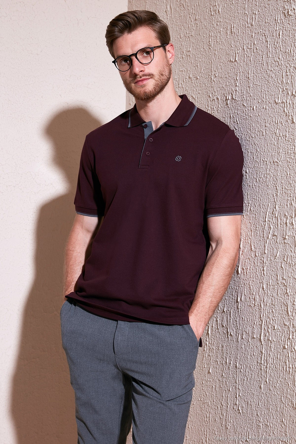 Pamuklu Regular Fit Şerit Detaylı Düğmeli Polo Yaka 4lü Paket Erkek T Shirt 5902118S4 Siyah-Vişne-Antrasit-Lacivert