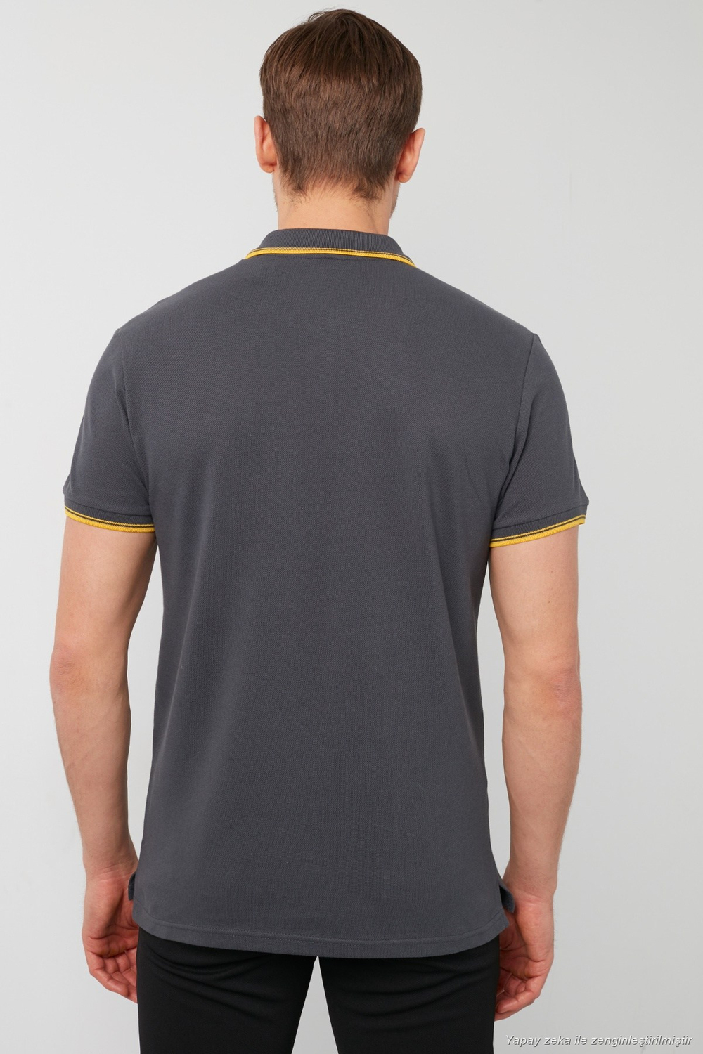 Pamuklu Regular Fit Şerit Detaylı Düğmeli Polo Yaka 3lü Paket Erkek T Shirt 5902118S3 Siyah-Antrasit-Gri Melanj