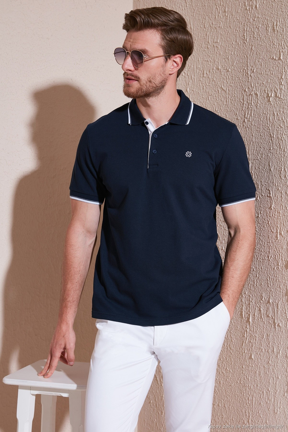 Pamuklu Regular Fit Şerit Detaylı Düğmeli Polo Yaka 3lü Paket Erkek T Shirt 5902118S3 Siyah-Haki-Lacivert
