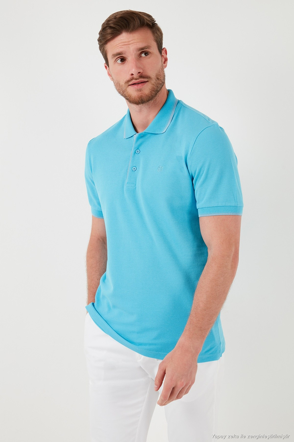 Pamuklu Regular Fit Şerit Detaylı Düğmeli Polo Yaka 3lü Paket Erkek T Shirt 5902118S3 Siyah-Kırmızı-Aqua Mavi
