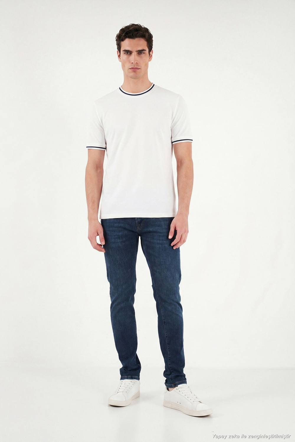 Pamuklu Regular Fit Şerit Detaylı Erkek T Shirt 5904089 BEYAZ