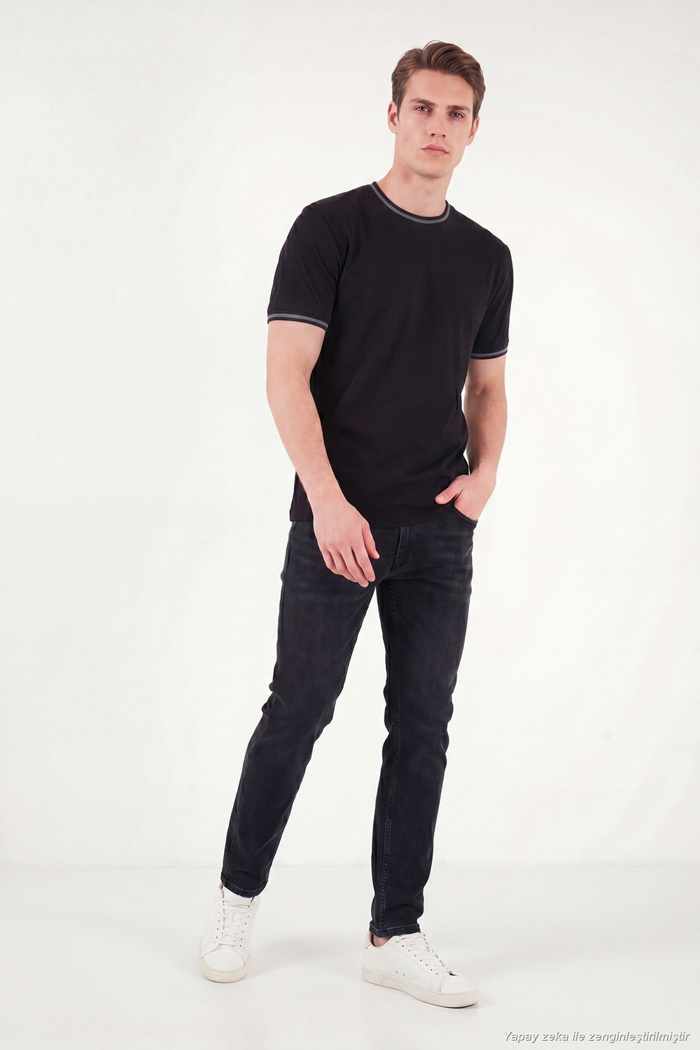 Pamuklu Regular Fit Şerit Detaylı Erkek T Shirt 5904089 SİYAH