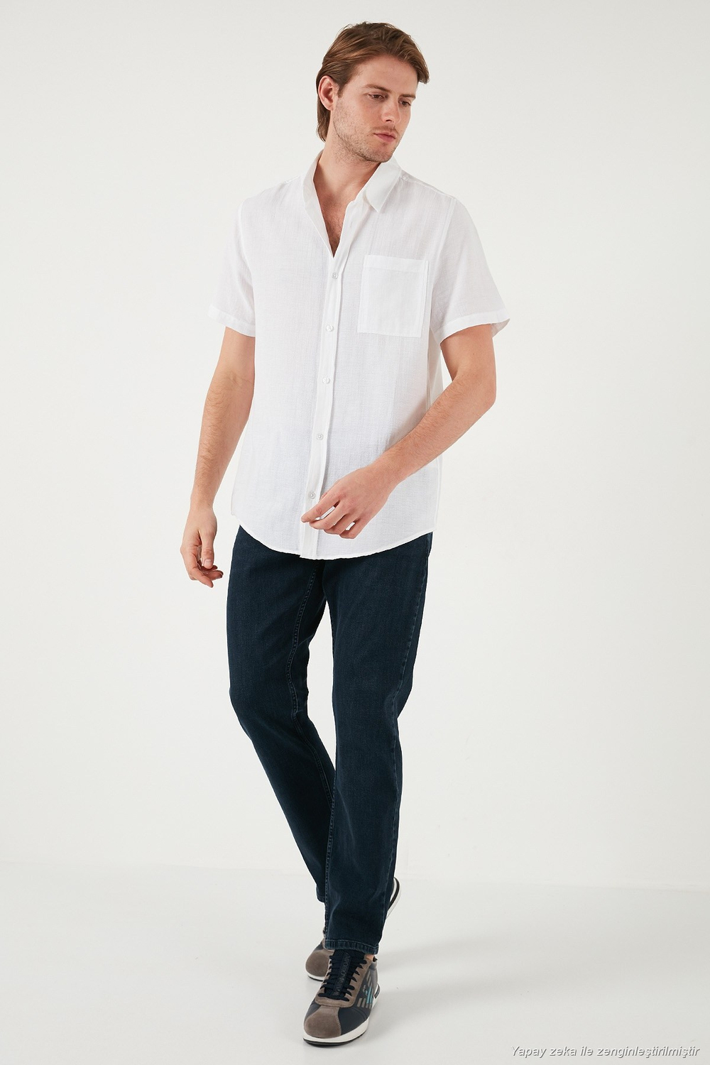 Pamuklu Regular Fit Tek Cepli Kısa Kol Erkek Gömlek CF25S128230 BEYAZ