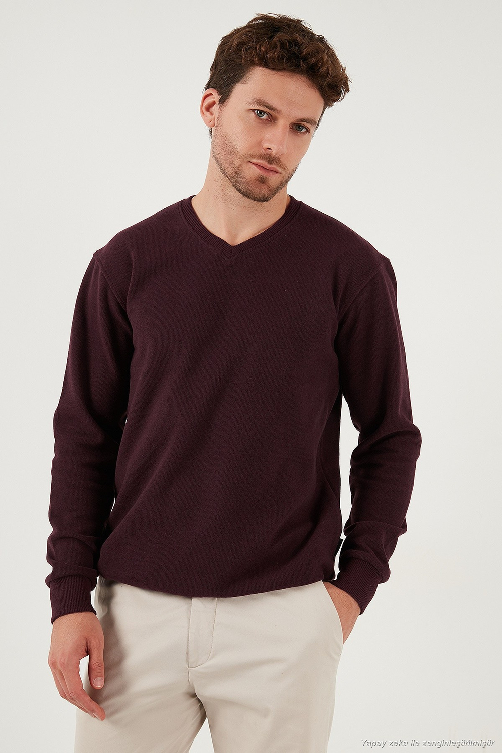Pamuklu Regular Fit V Yaka Erkek Kazak 456202 V MÜRDÜM