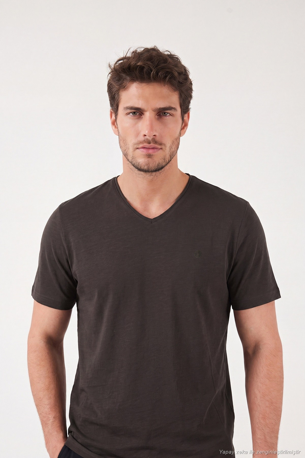 Pamuklu Regular Fit V Yaka Erkek T Shirt 5902719 KAHVE
