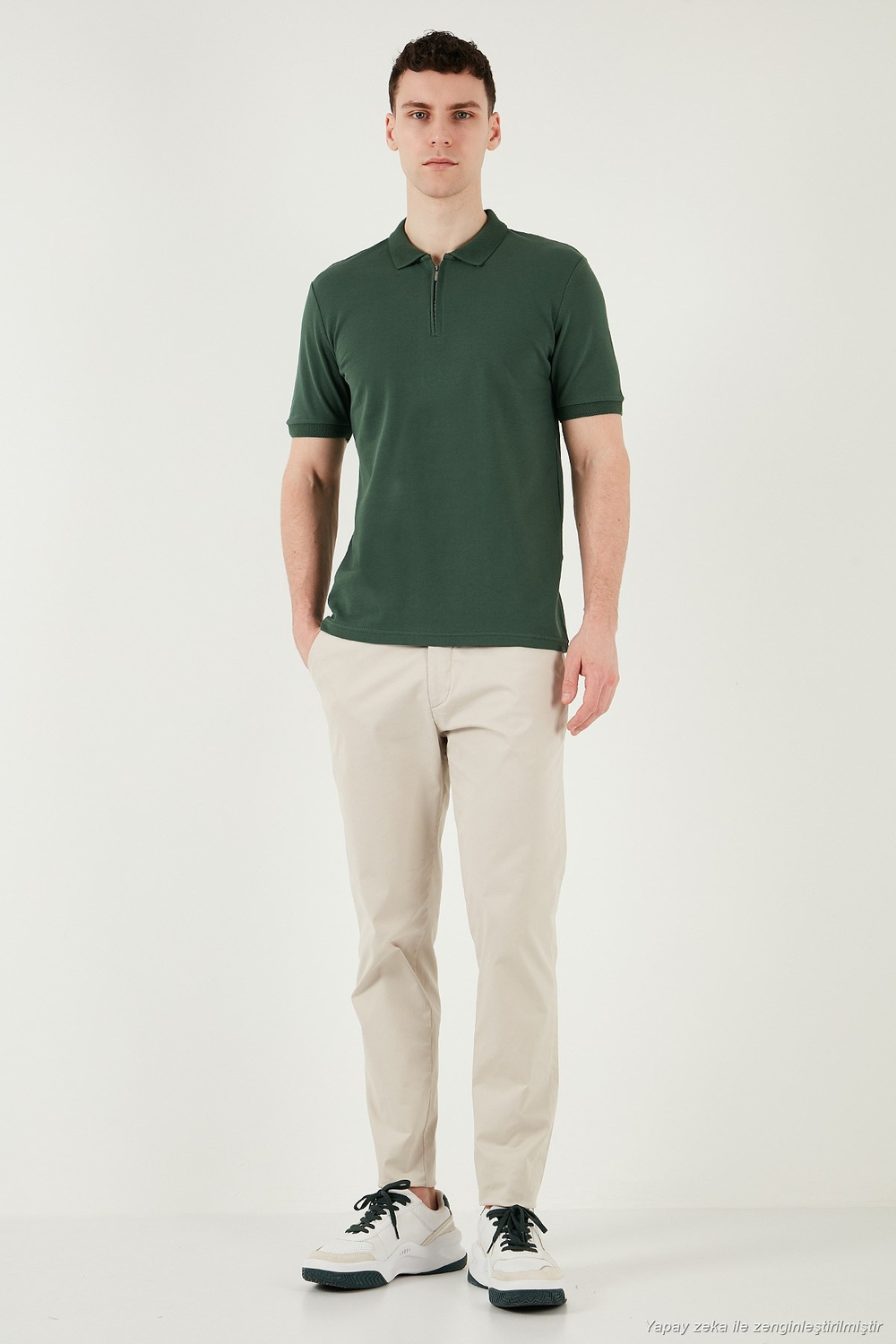 Pamuklu Regular Fit Yarım Fermuarlı 3lü Paket Erkek Polo Yaka T Shirt 5903008S3 Nefti-Saks-Toprak