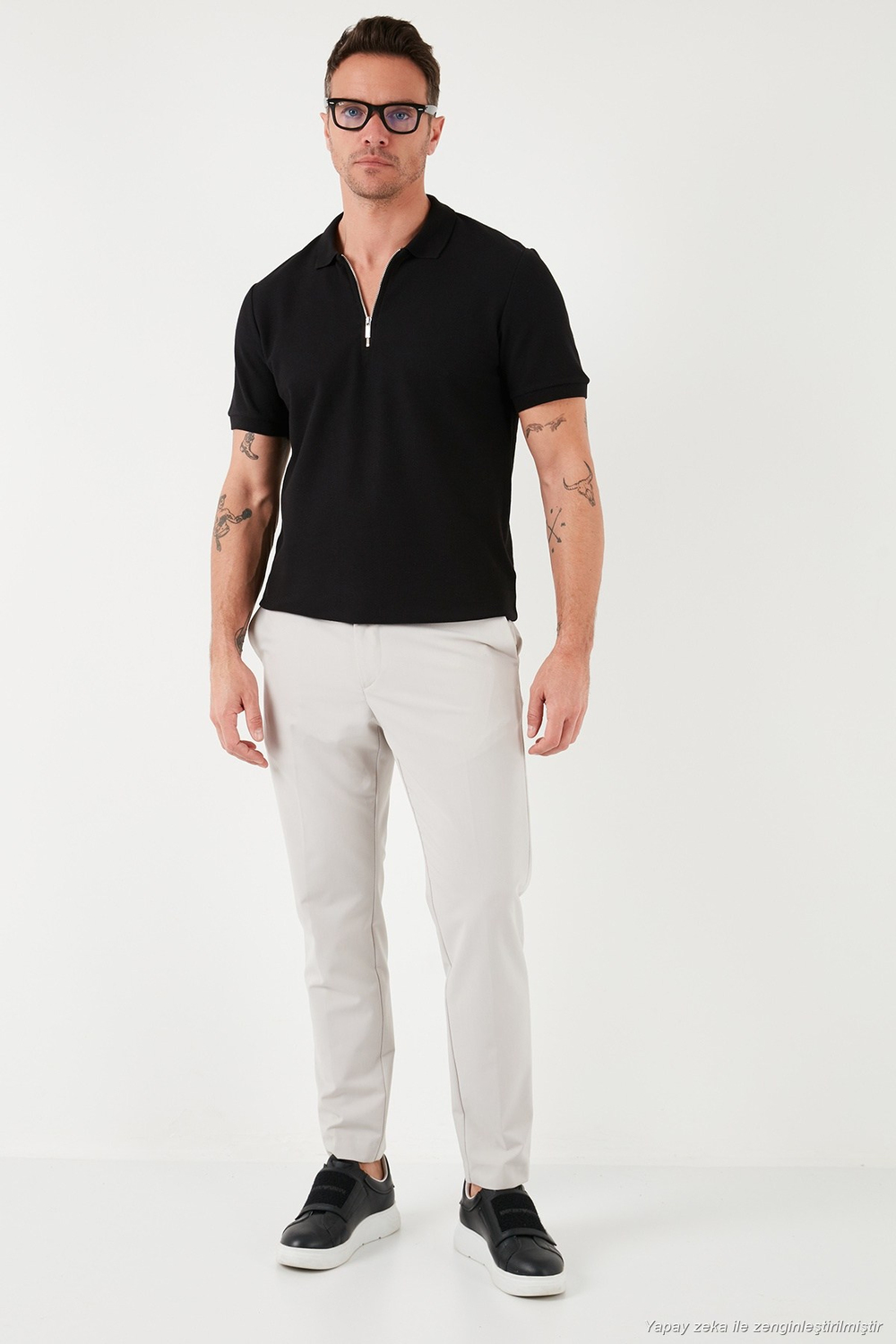 Pamuklu Regular Fit Yarım Fermuarlı 3lü Paket Erkek Polo Yaka T Shirt 5902434S3 Siyah-Ekru-İndigo