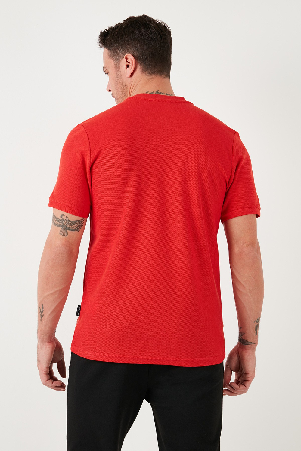 Pamuklu Regular Fit Yarım Fermuarlı Erkek T Shirt 5902653 KIRMIZI