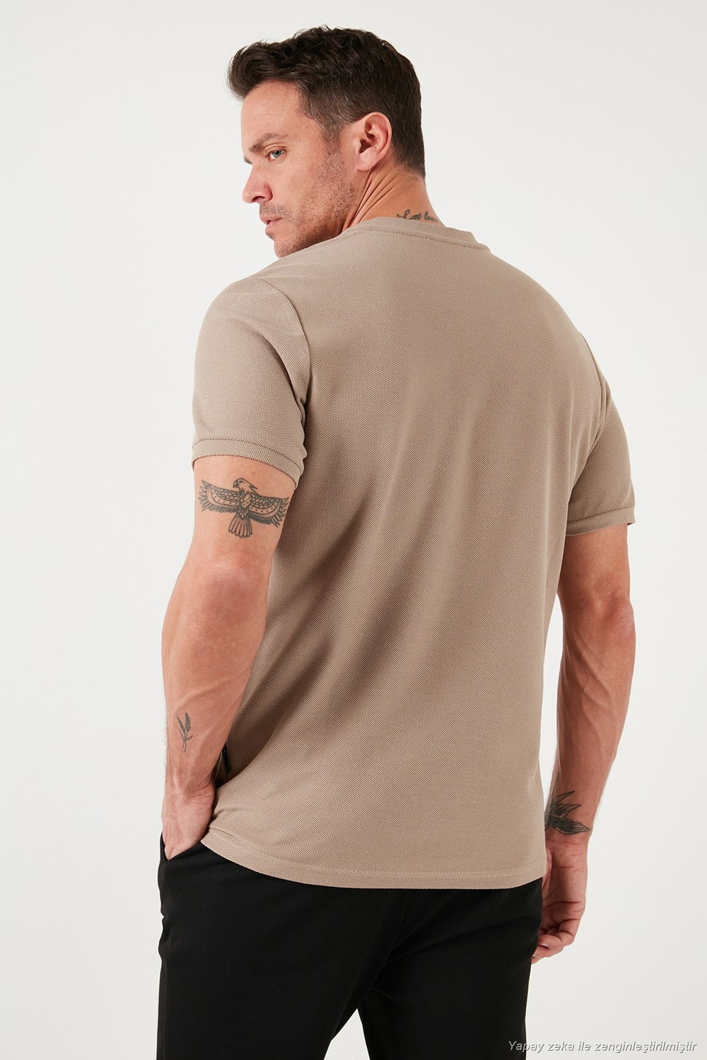 Pamuklu Regular Fit Yarım Fermuarlı Kolej Yaka 3lü Paket Erkek T Shirt 5902653S3 Siyah-Vizon-Haki