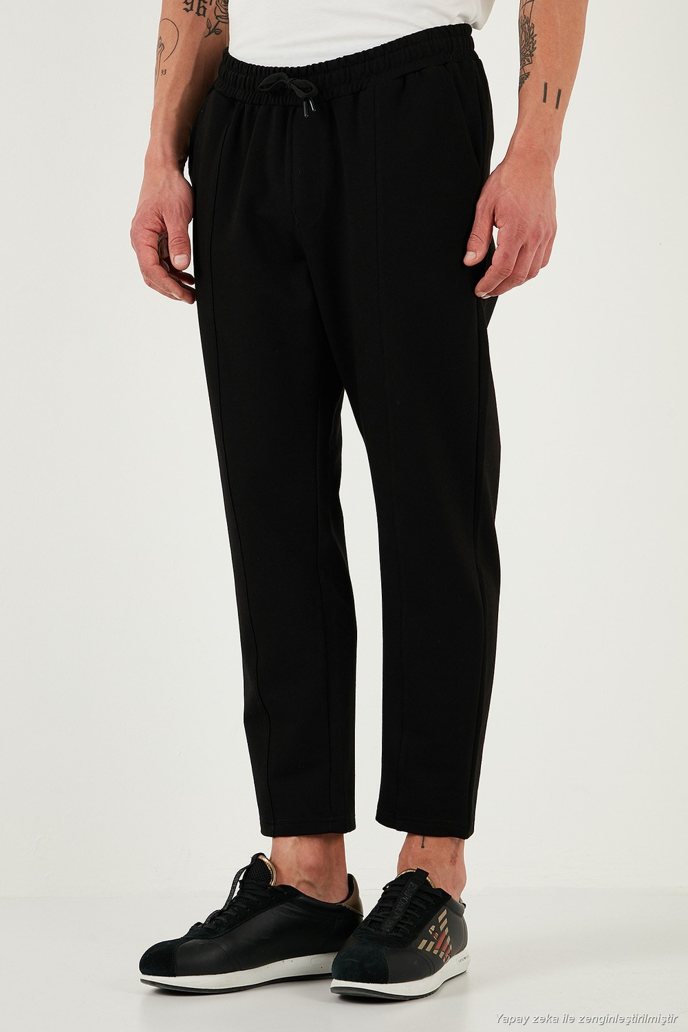 Pamuklu Regular Fit Yüksek Bel Düz Paça Çimalı Jogger Erkek Pantolon 5908058 SİYAH