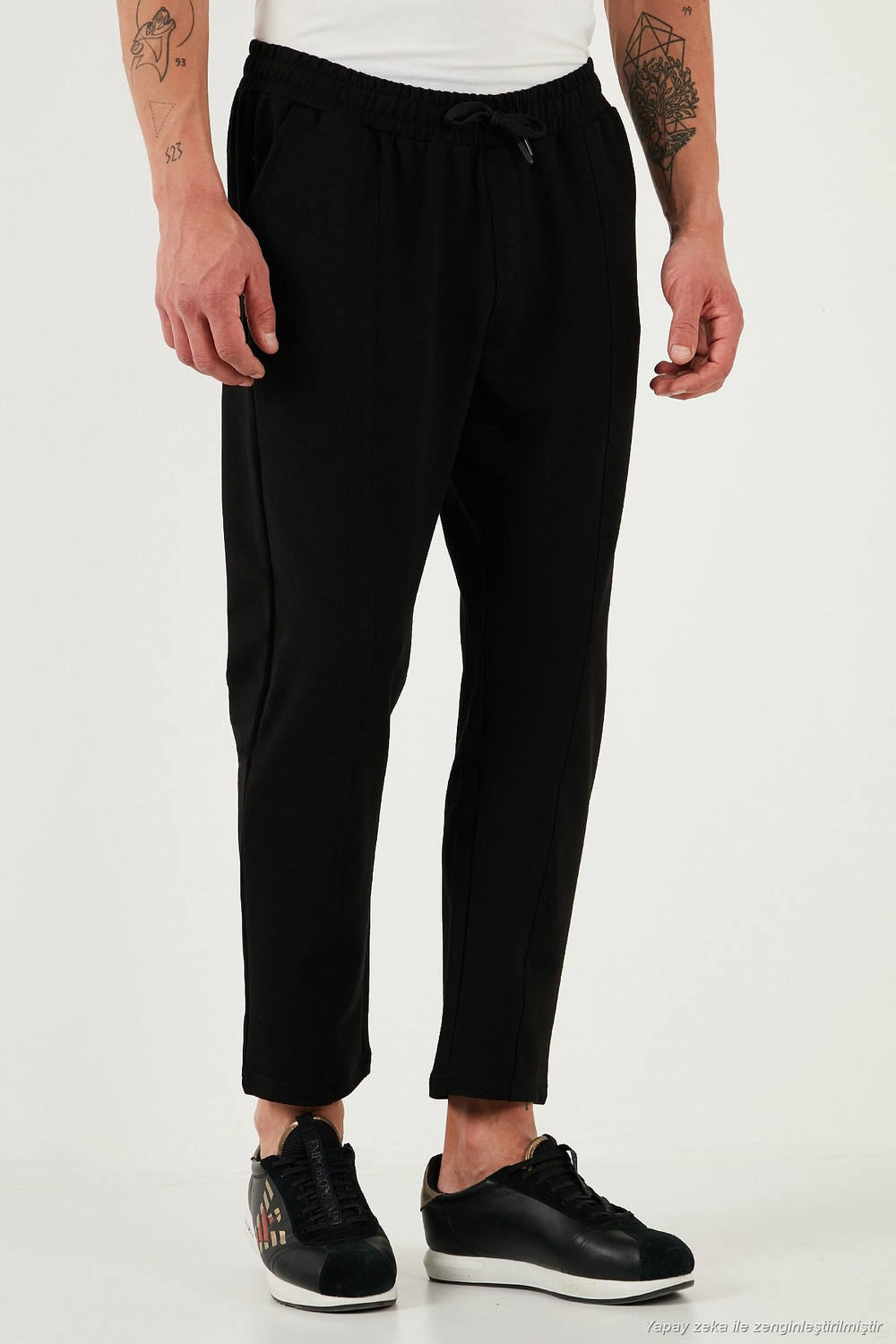 Pamuklu Regular Fit Yüksek Bel Düz Paça Çimalı Jogger Erkek Pantolon 5908058 SİYAH