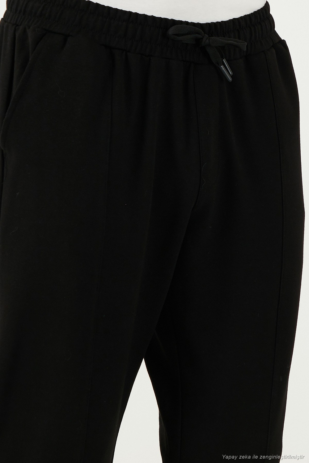 Pamuklu Regular Fit Yüksek Bel Düz Paça Çimalı Jogger Erkek Pantolon 5908058 SİYAH