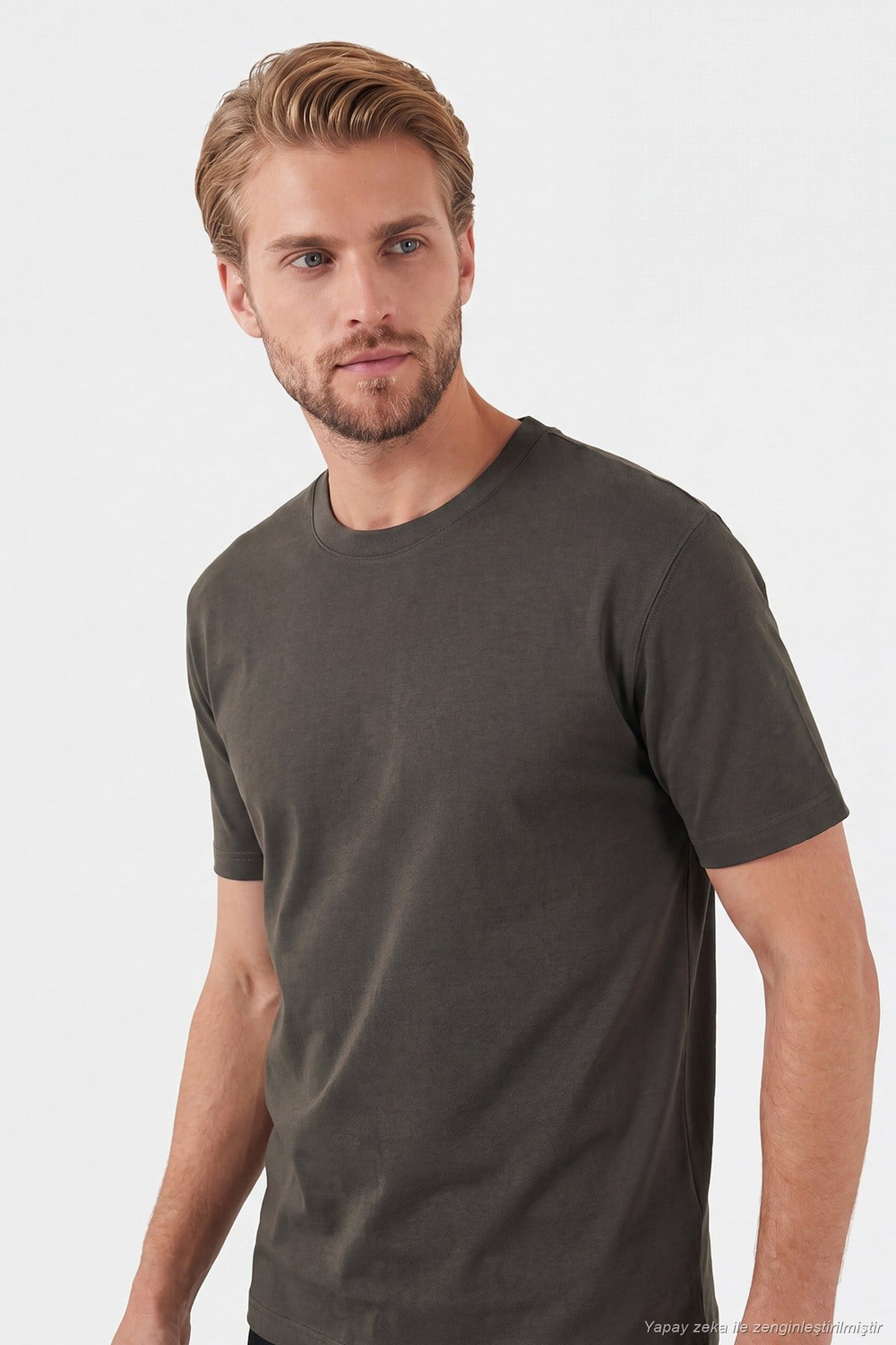 Pamuklu Relaxed Fit Bisiklet Yaka Basic Erkek T Shirt 5905884 KAHVE