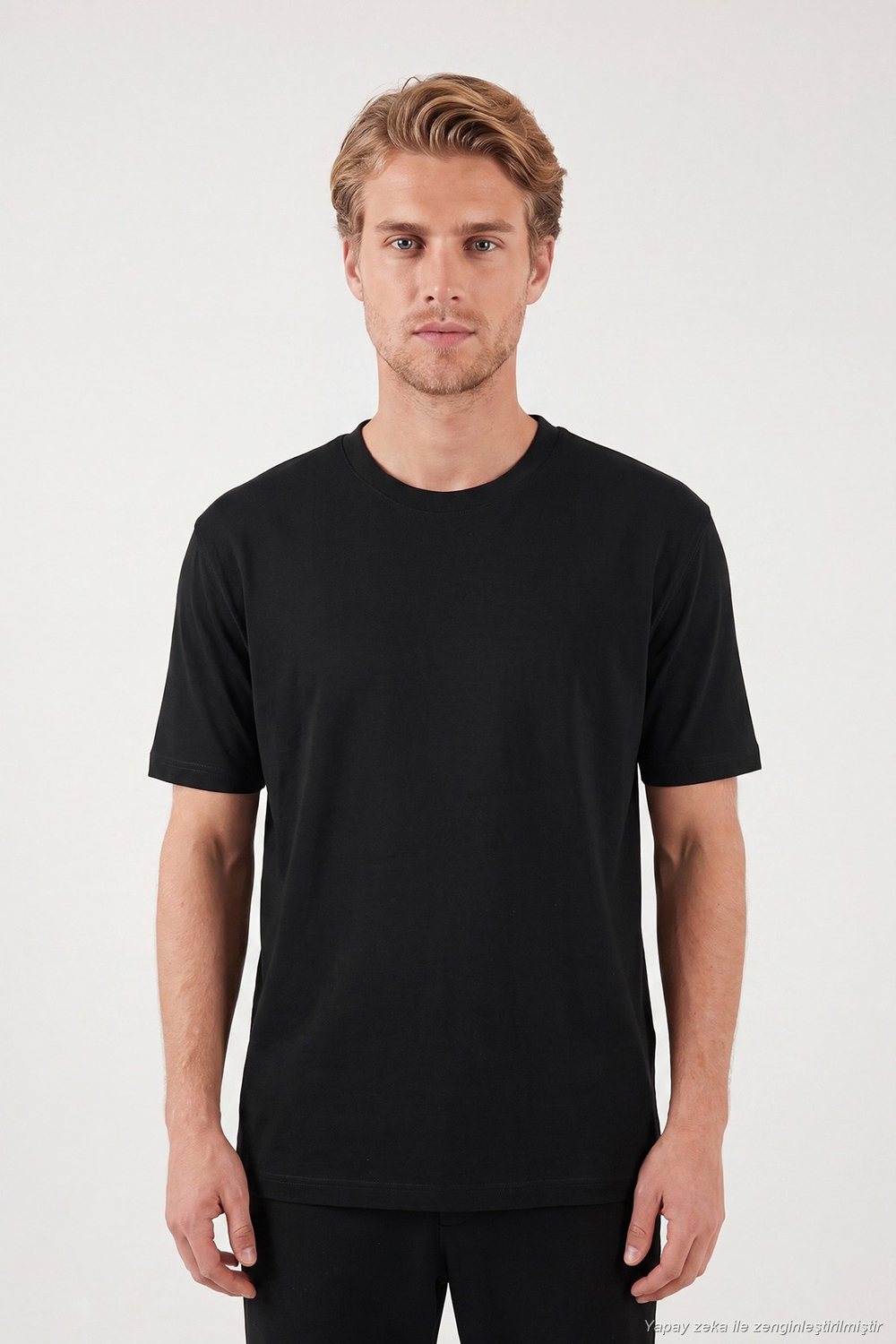 Pamuklu Relaxed Fit Bisiklet Yaka Basic Erkek T Shirt 5905884 SİYAH
