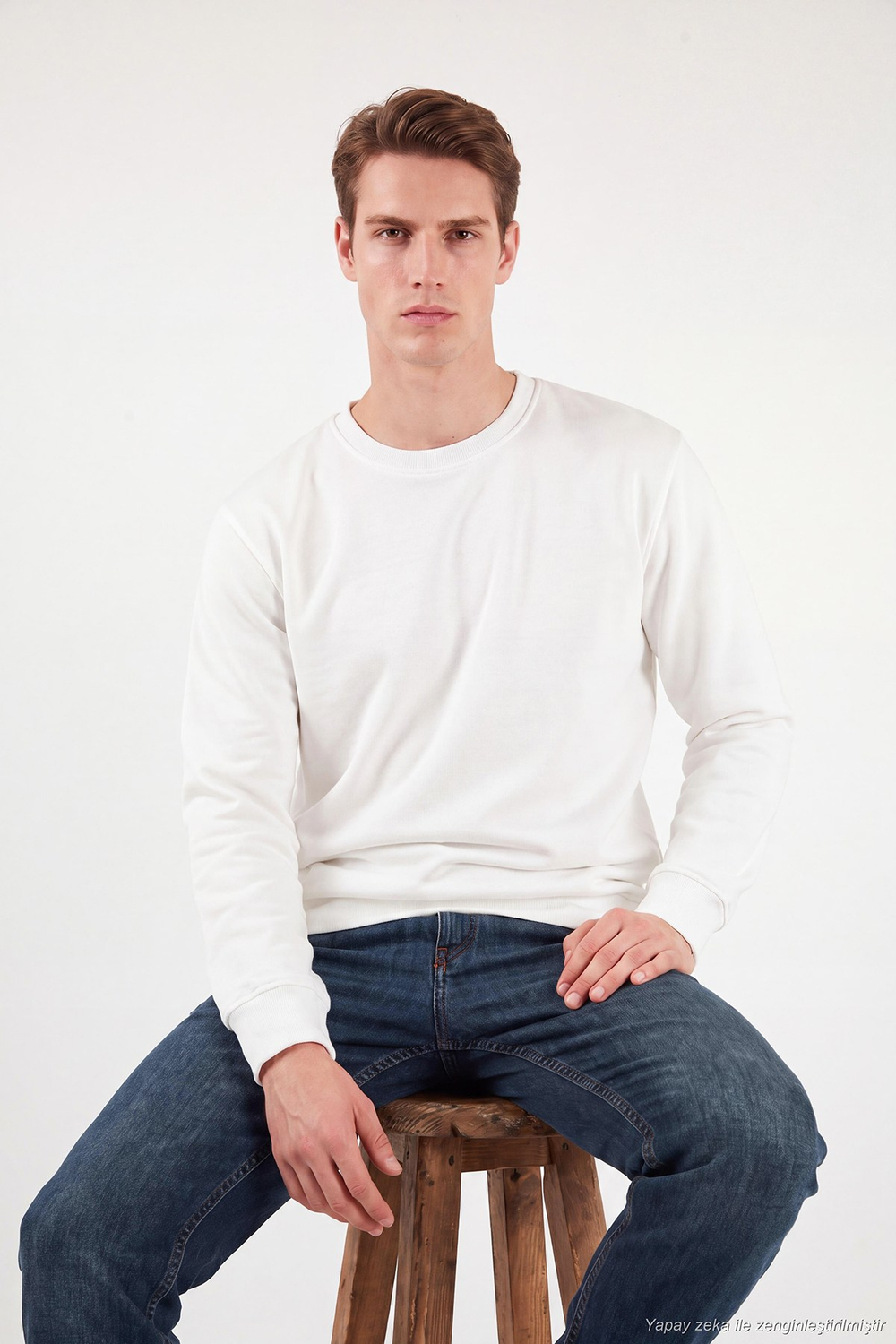 Pamuklu Relaxed Fit Bisiklet Yaka Erkek Sweat 5901257 EKRU