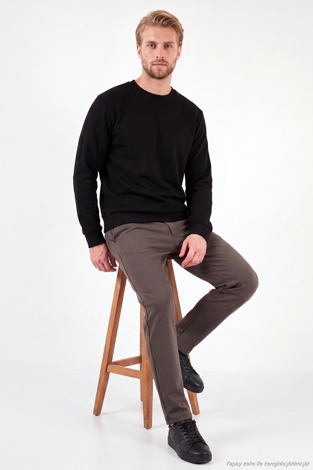 Pamuklu Relaxed Fit Bisiklet Yaka Erkek Sweat 5901257 SİYAH