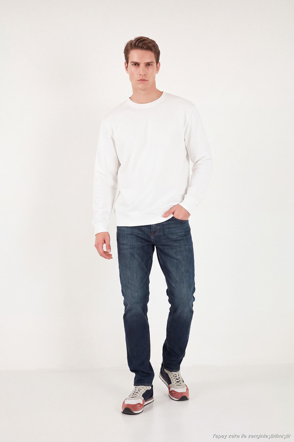 Pamuklu Relaxed Fit Bisiklet Yaka Erkek Sweat 5901257 EKRU