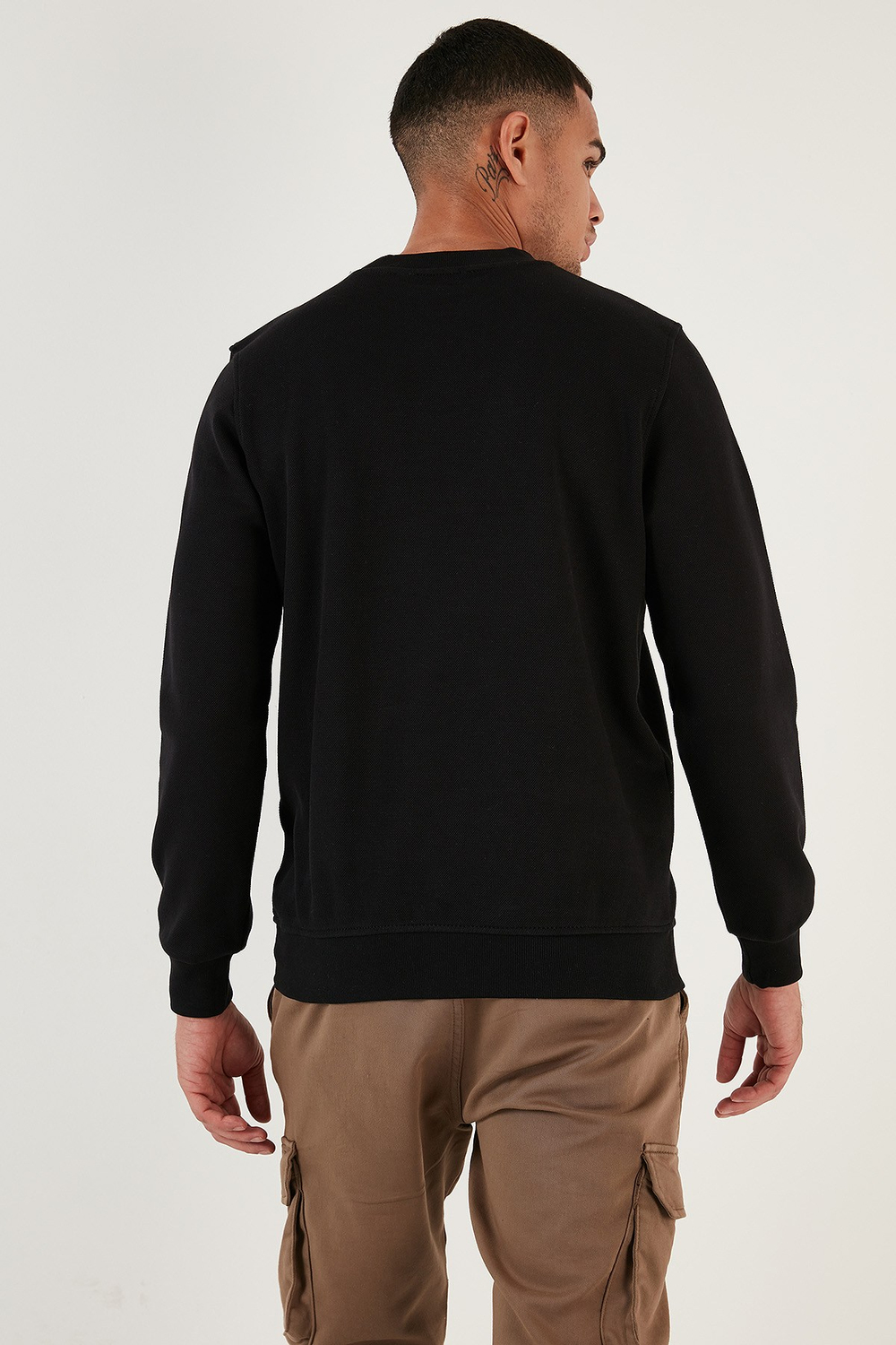 Pamuklu Relaxed Fit Bisiklet Yaka Erkek Sweat 5905453 SİYAH