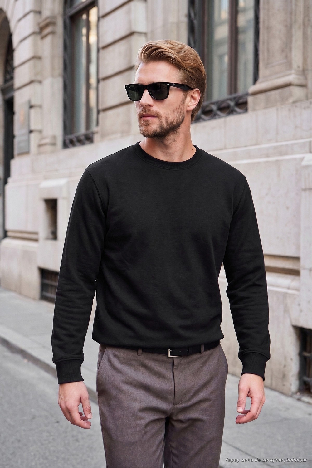 Pamuklu Relaxed Fit Bisiklet Yaka Erkek Sweat 5901257 SİYAH