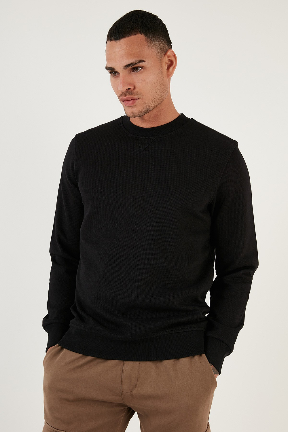 Pamuklu Relaxed Fit Bisiklet Yaka Erkek Sweat 5905453 SİYAH