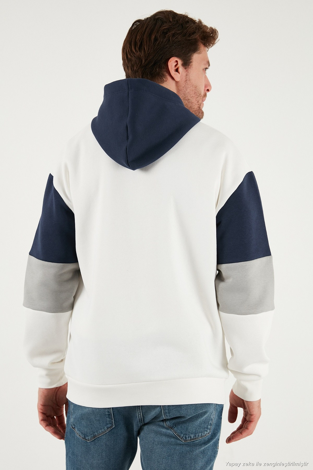 Pamuklu Relaxed Fit Kapüşonlu İçi Tüylü Yumuşak Şardonlu 2 li Paket Erkek Sweat 5905299S2 Ekru-Haki