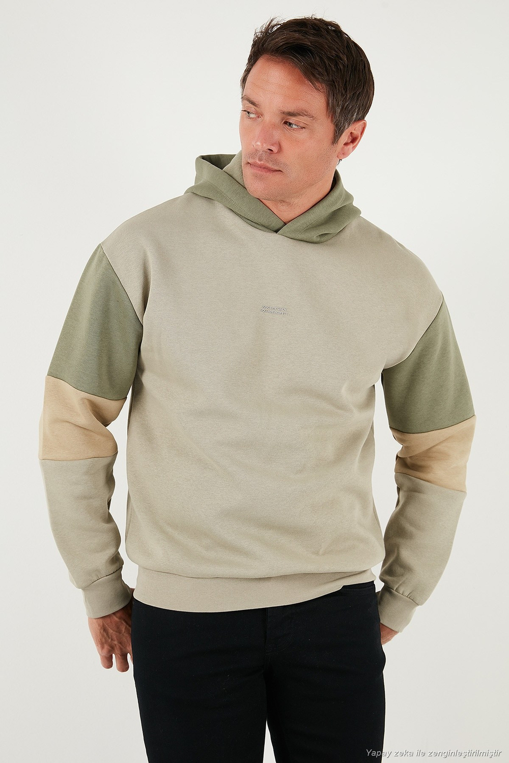 Pamuklu Relaxed Fit Kapüşonlu İçi Tüylü Yumuşak Şardonlu Erkek Sweat 5905299 TAŞ