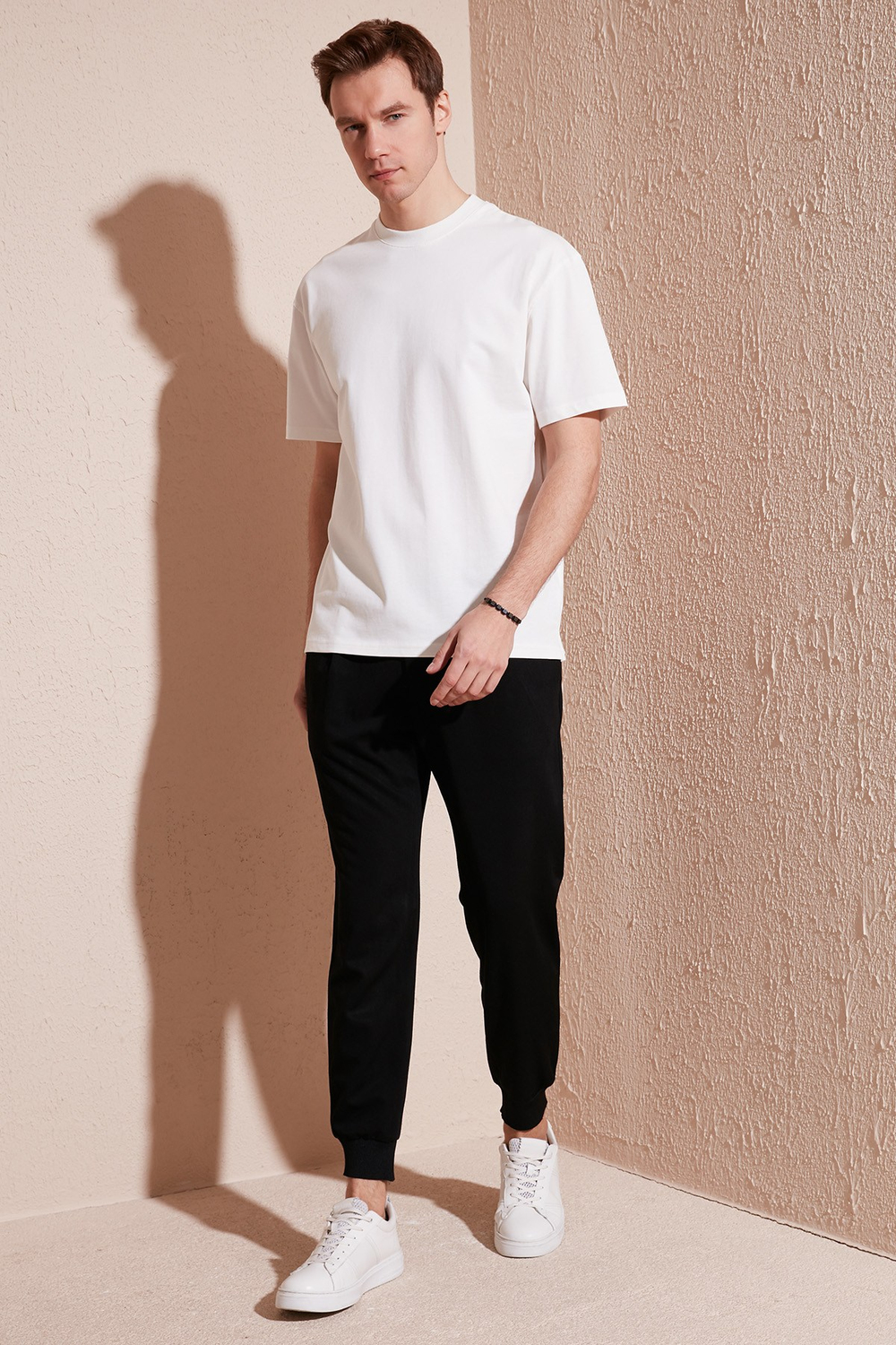 Pamuklu Relaxed Fit Sıfır Yaka Erkek T Shirt 5905446 EKRU