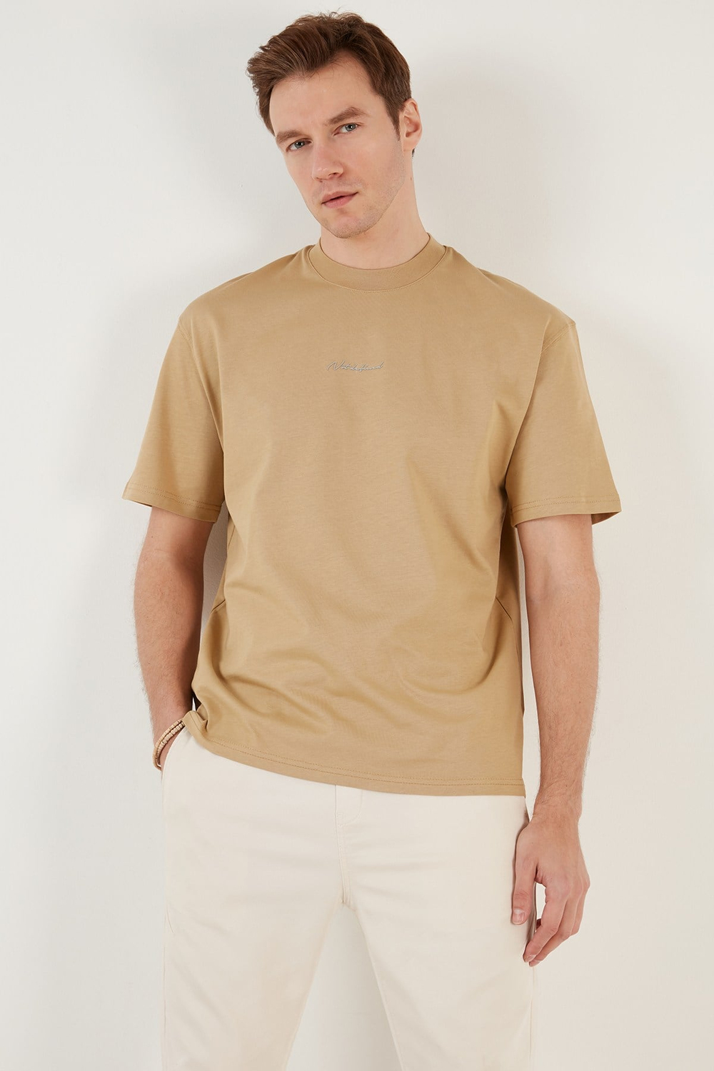 Pamuklu Relaxed Fit Sıfır Yaka Erkek T Shirt 5902702 CAMEL