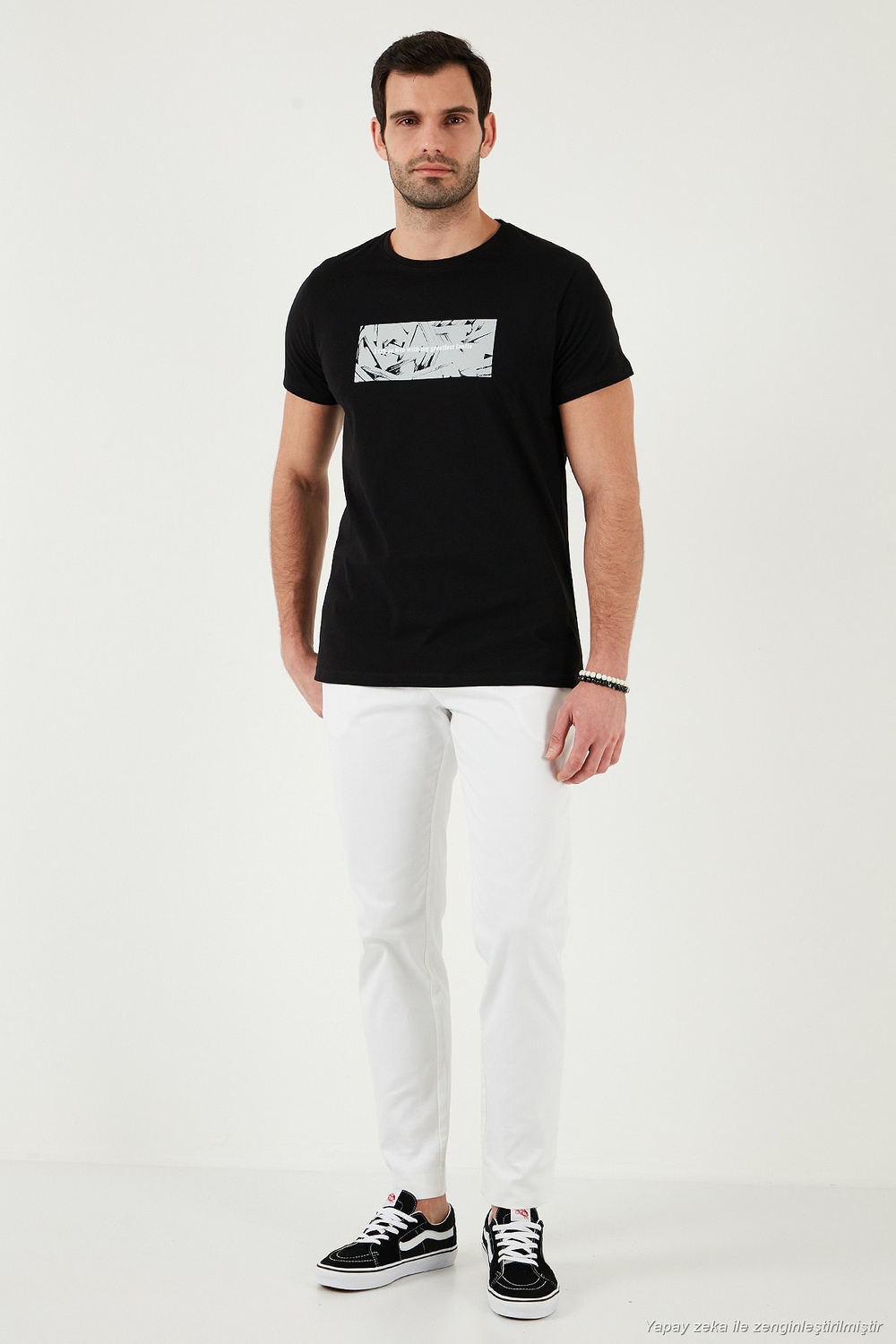 Pamuklu Slim Fit Bisiklet Yaka Baskılı Erkek T Shirt 541TOLIVE SİYAH