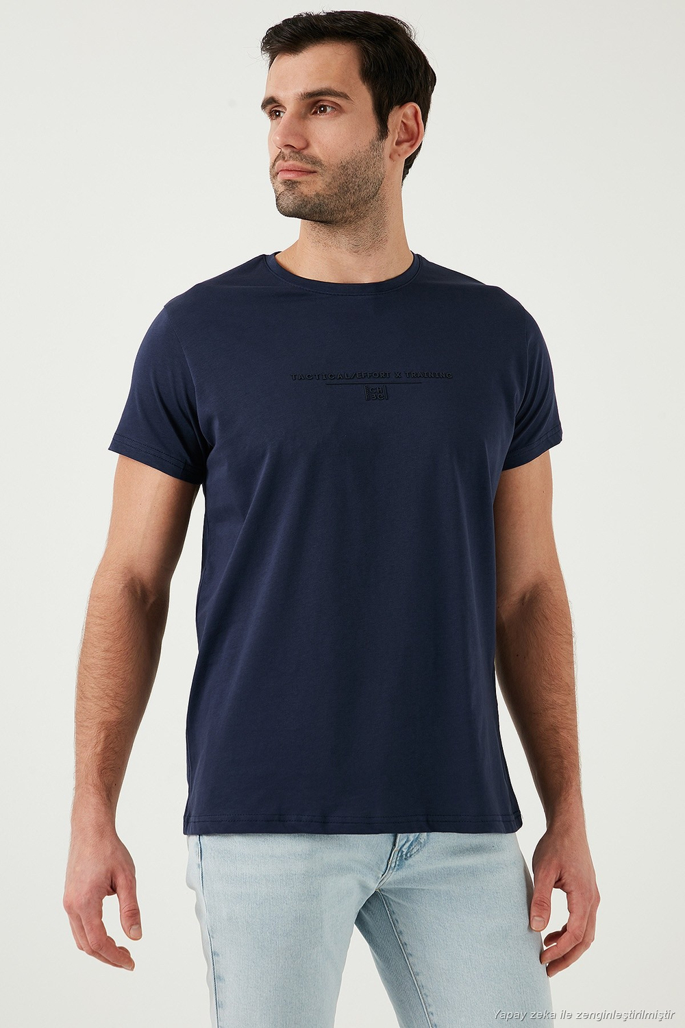 Pamuklu Slim Fit Bisiklet Yaka Erkek T Shirt 541TACTICAL LACİVERT