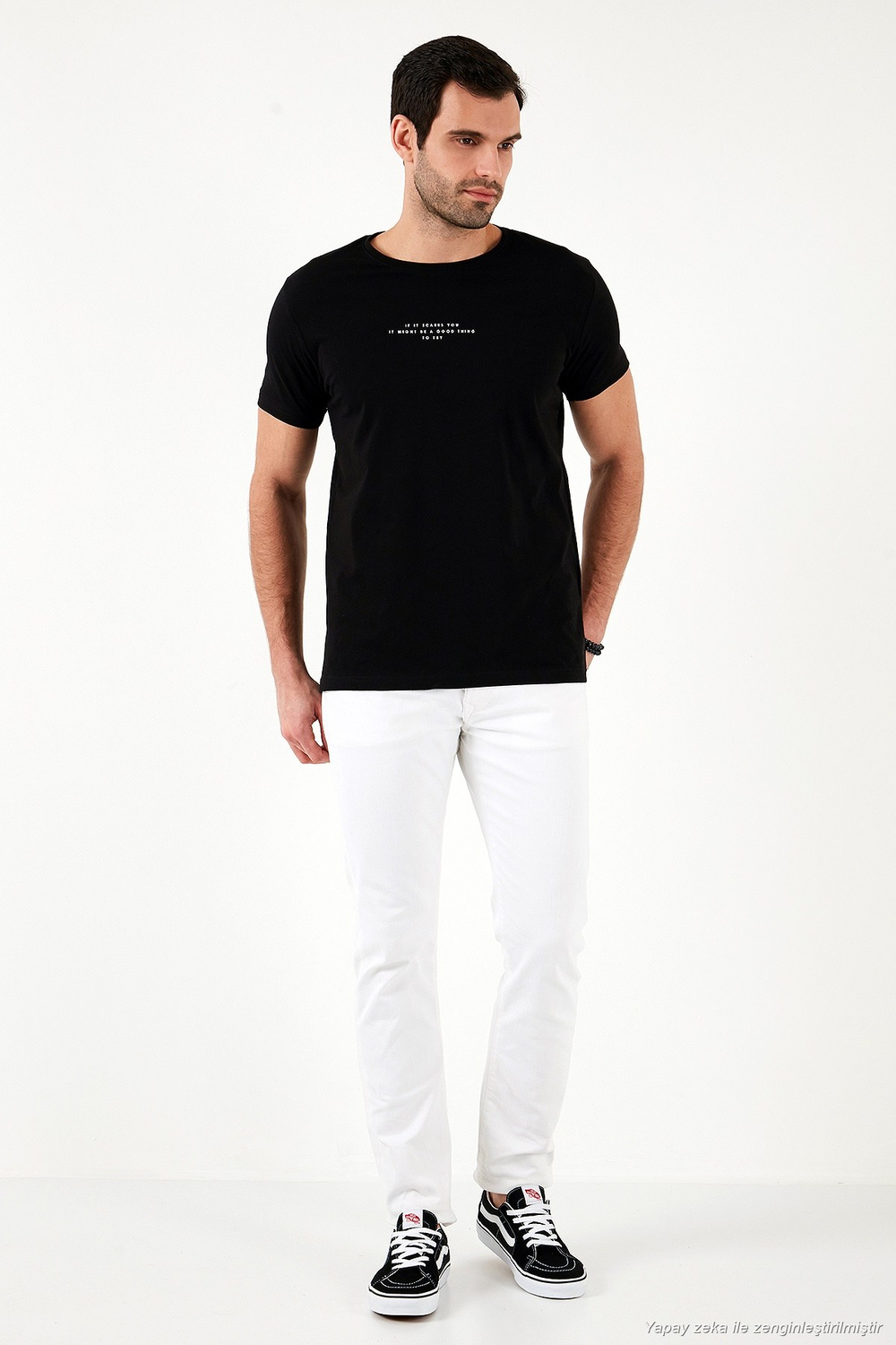 Pamuklu Slim Fit Bisiklet Yaka Erkek T Shirt 541IFIT SİYAH